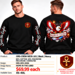 Hope in the Lord Heavy Crewneck - Black - Back Graphic