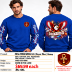 Hope in the Lord Heavy Crewneck - Royal Blue - Back Graphic