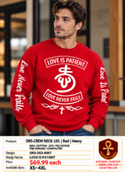 Love is Patient Heavy Crewneck - Red - Image 2
