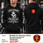 Love is Patient Heavy Pullover Hoodie - Black - Front Graphic