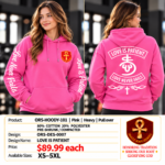 Love is Patient Heavy Pullover Hoodie - Pink - Back Graphic