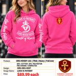 Love is Patient Heavy Pullover Hoodie - Pink - Front Graphic