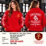 Love is Patient Heavy Pullover Hoodie - Red - Back Graphic
