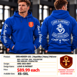 Love is Patient Heavy Pullover Hoodie - Royal Blue - Back Graphic